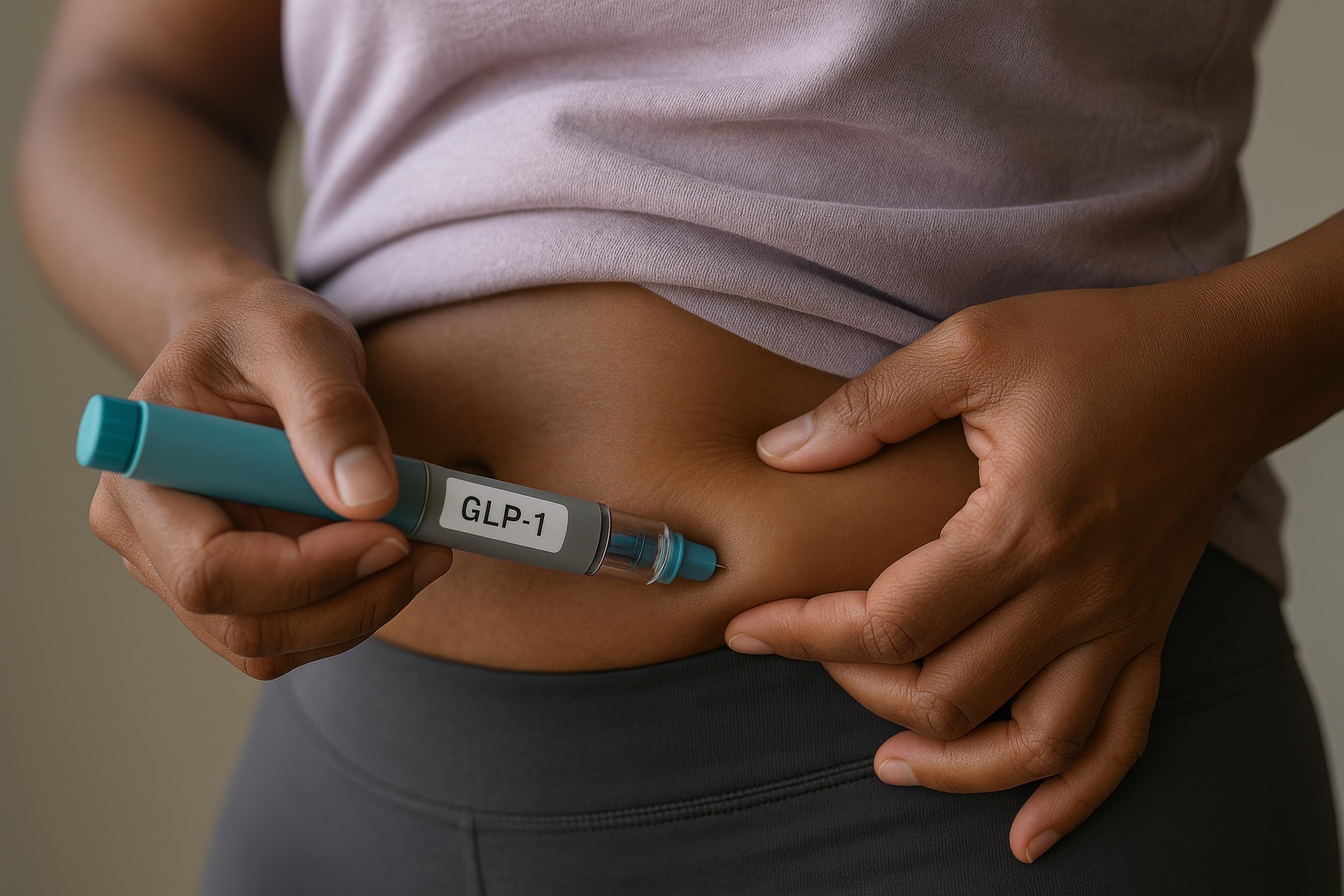 Person self-administering GLP-1 weight loss medication with support from HealthHero’s Weight Loss Companion