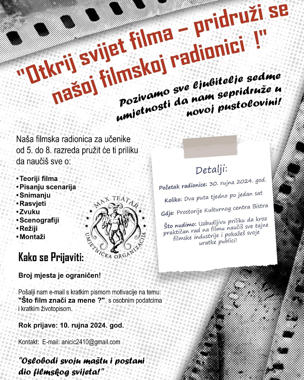 FILMSKA RADIONICA U BISTRI!