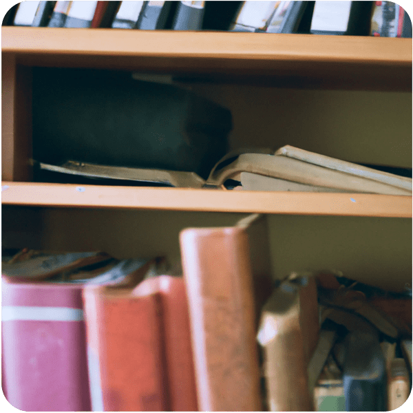 Scene from a memory about a shelf of undiscovered library books 