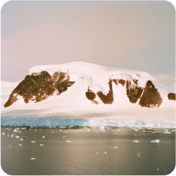Brown-looking glaciers in the middle of the Antarctic, 35mm