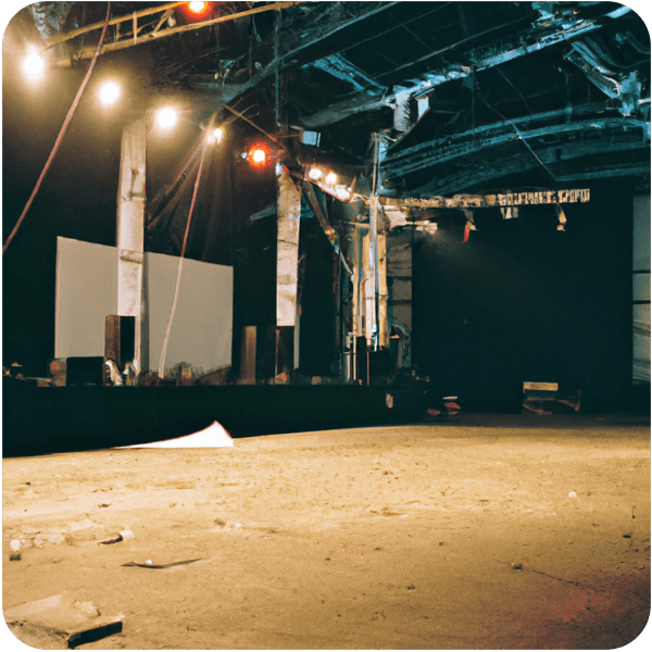 Scene from a memory about a massive empty theater space in London Bridge, 35mm