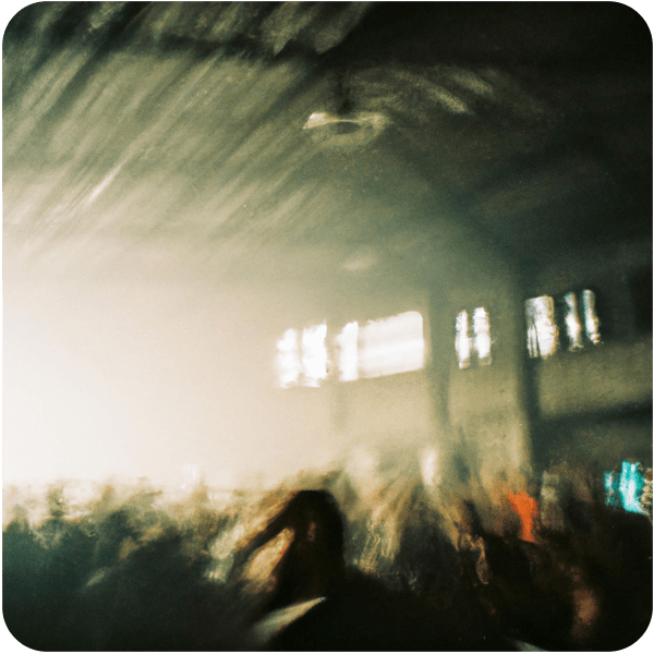 Scene from a memory about joyful disco music in a large open space, 35mm