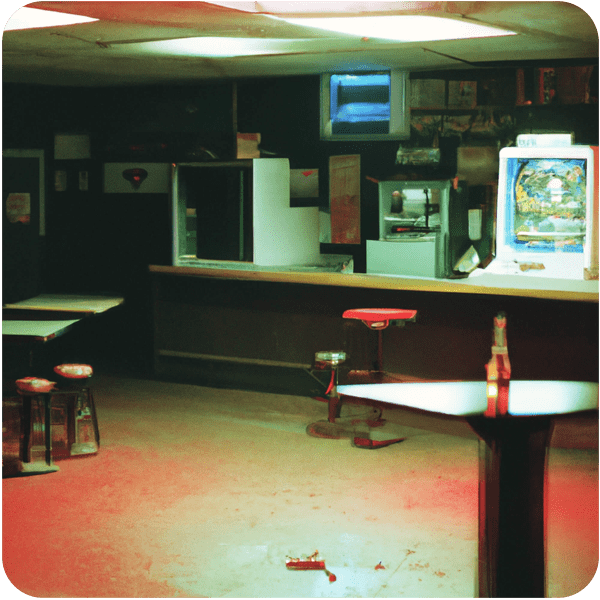 Scene from a memory about being on stage in an empty dive bar in Mississippi 