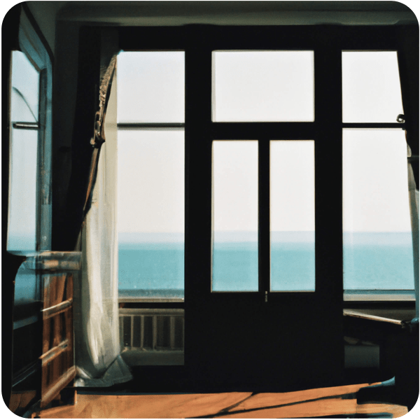 A memory of a musty, decorative room overlooking Lake Michigan, 35mm