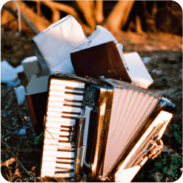 Scene from a memory about finding an accordion in a pile of trash, 35mm
