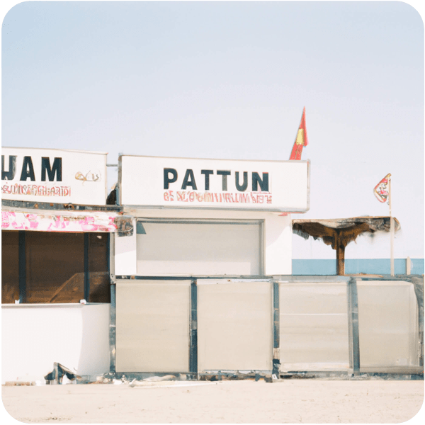 Scene from a memory about a dive bar on a beach in spain