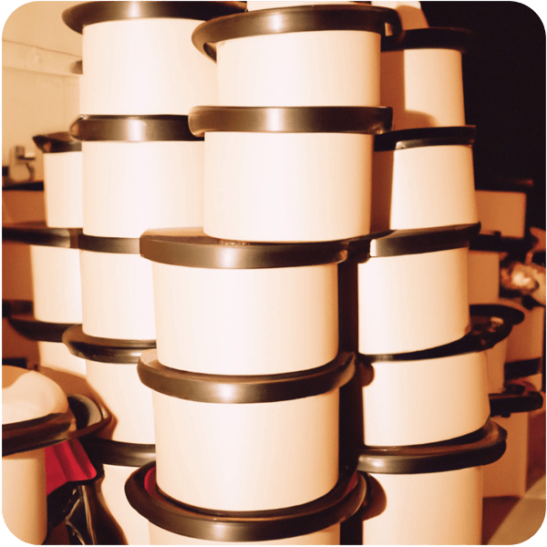 A small pile of large hat boxes backstage at the ballet, 35mm