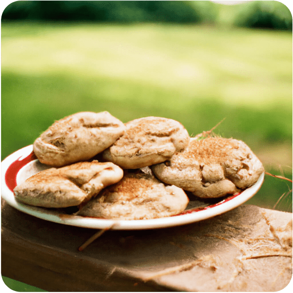 Close up of a plate of snickerdoodle cookies on a summer’s day, 35mm