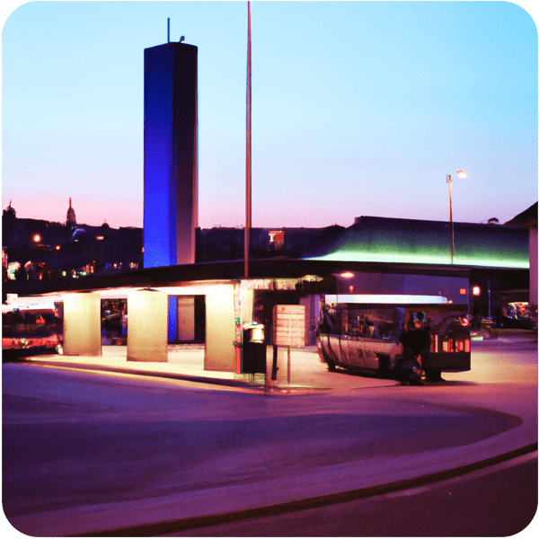 Scene from a memory about the central bus station in luxembourg in 1999