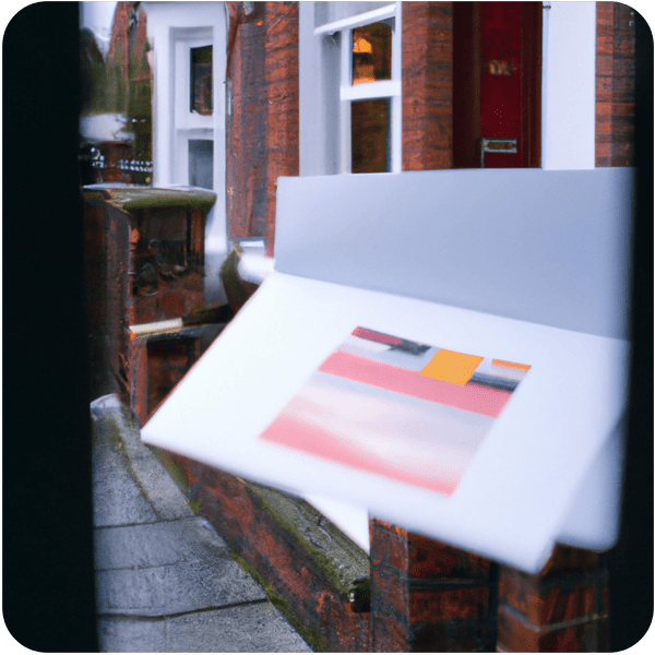A postcard arriving through a letterbox, 35mm