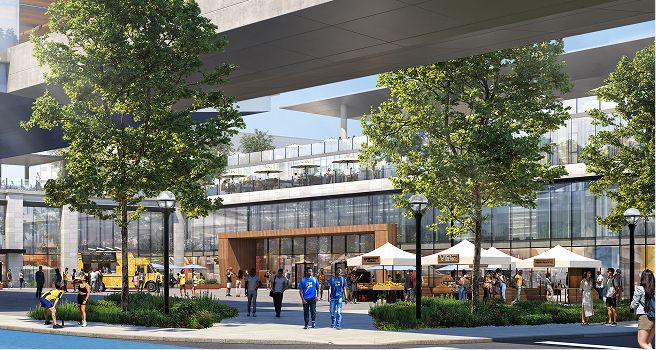 A futuristic rendering of campus in 2050