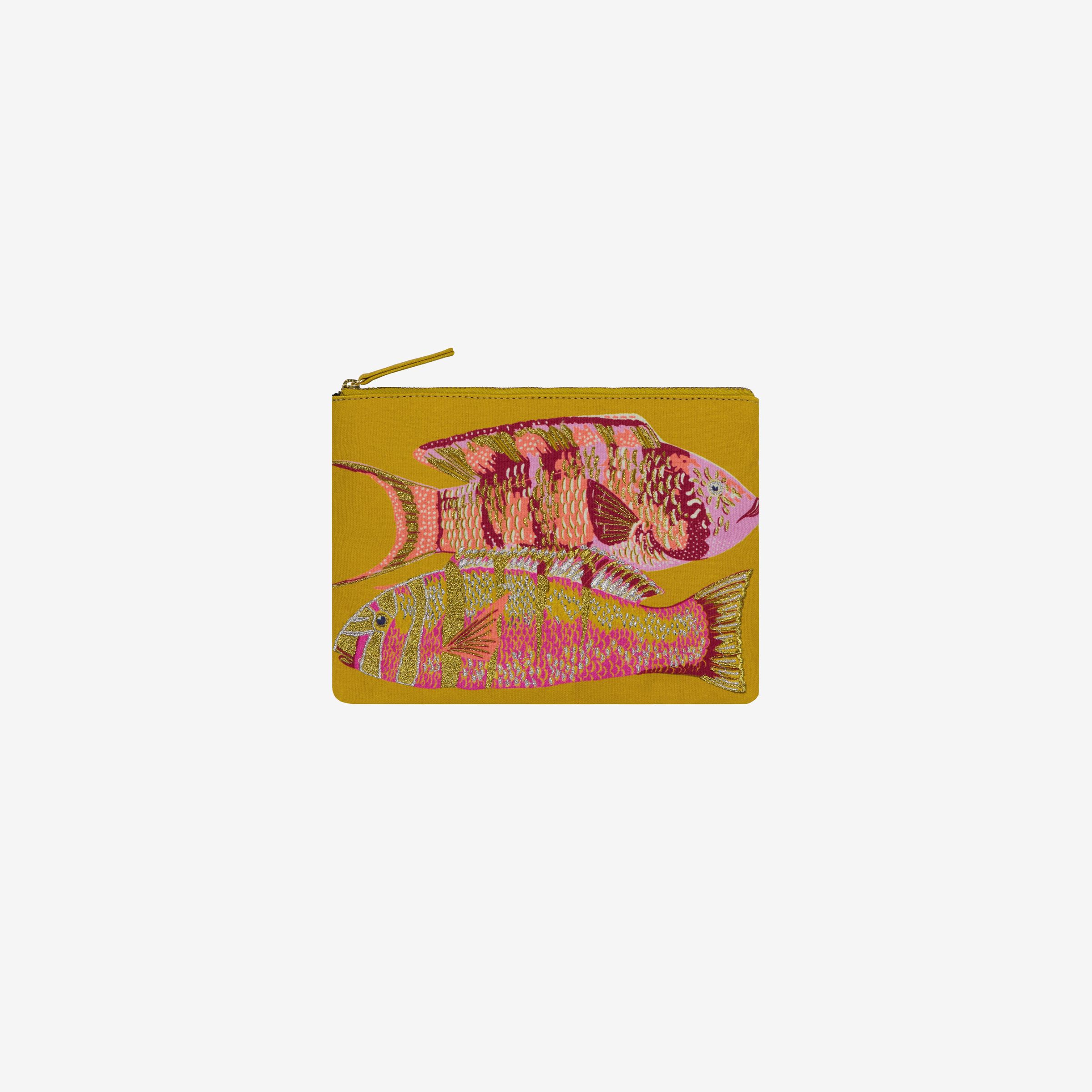 Embroidered Pouch - Tango - Yellow