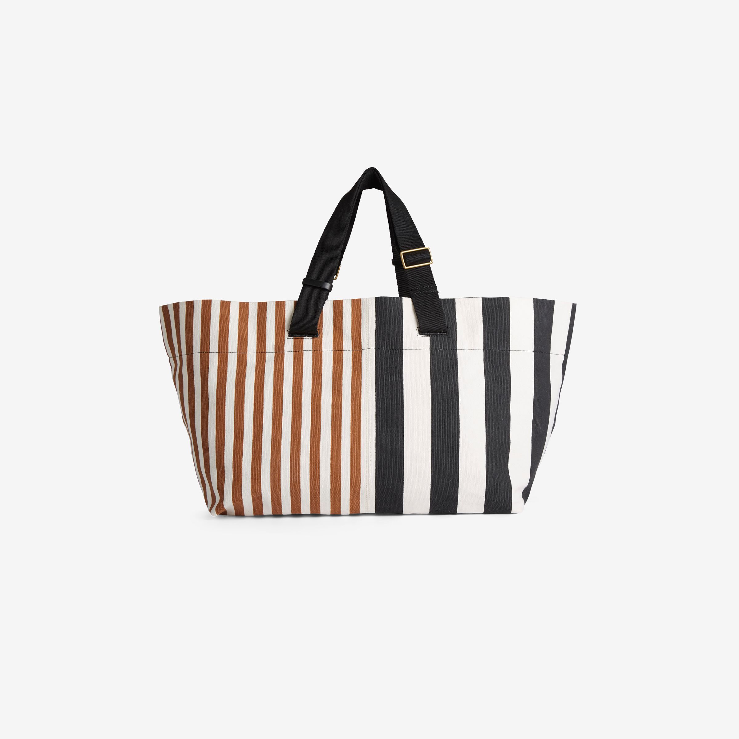 Carrier Strap Bag - Bicolor Stripes - Black