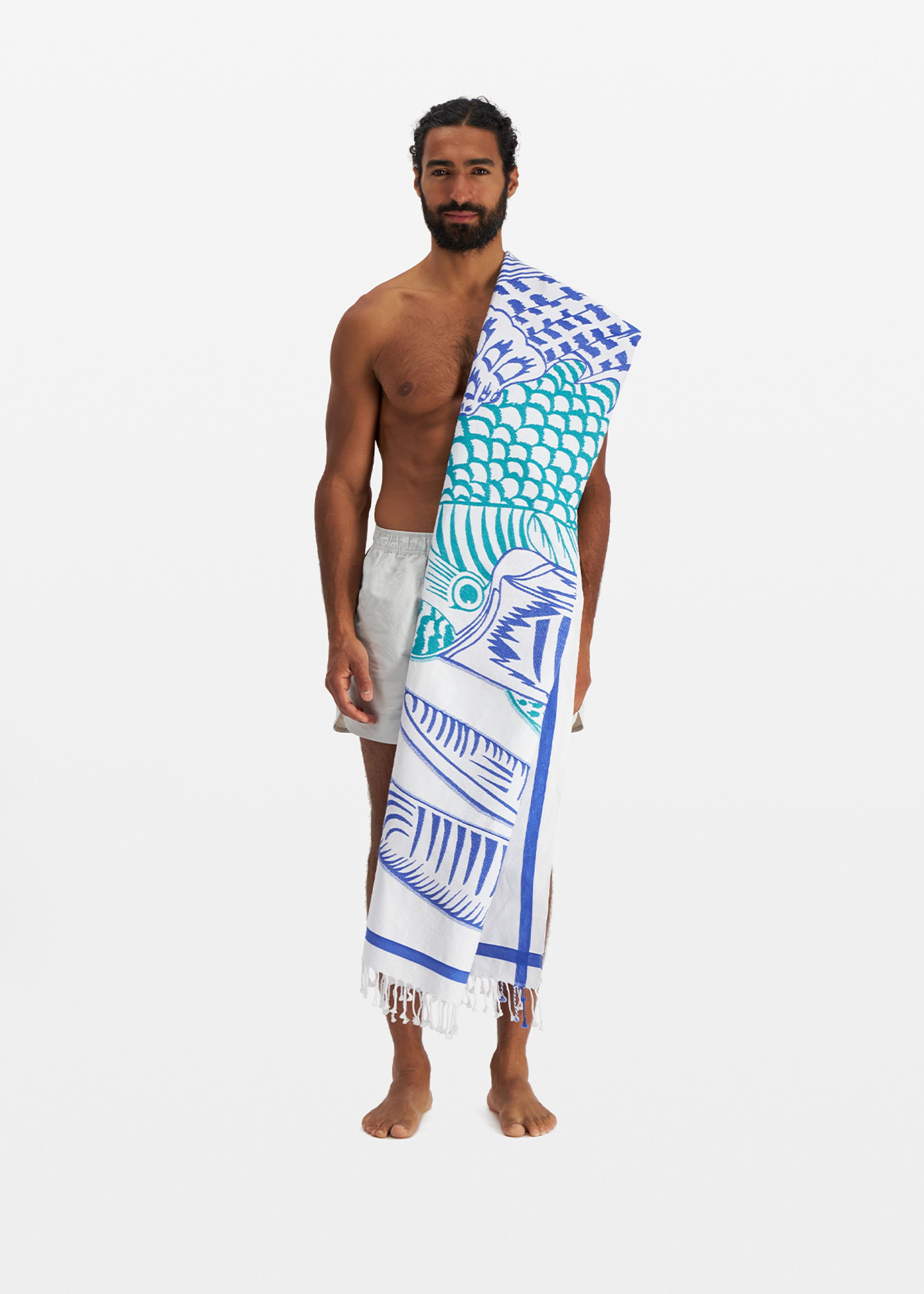 Fouta Towel 100 - Toucan 3D - Blue