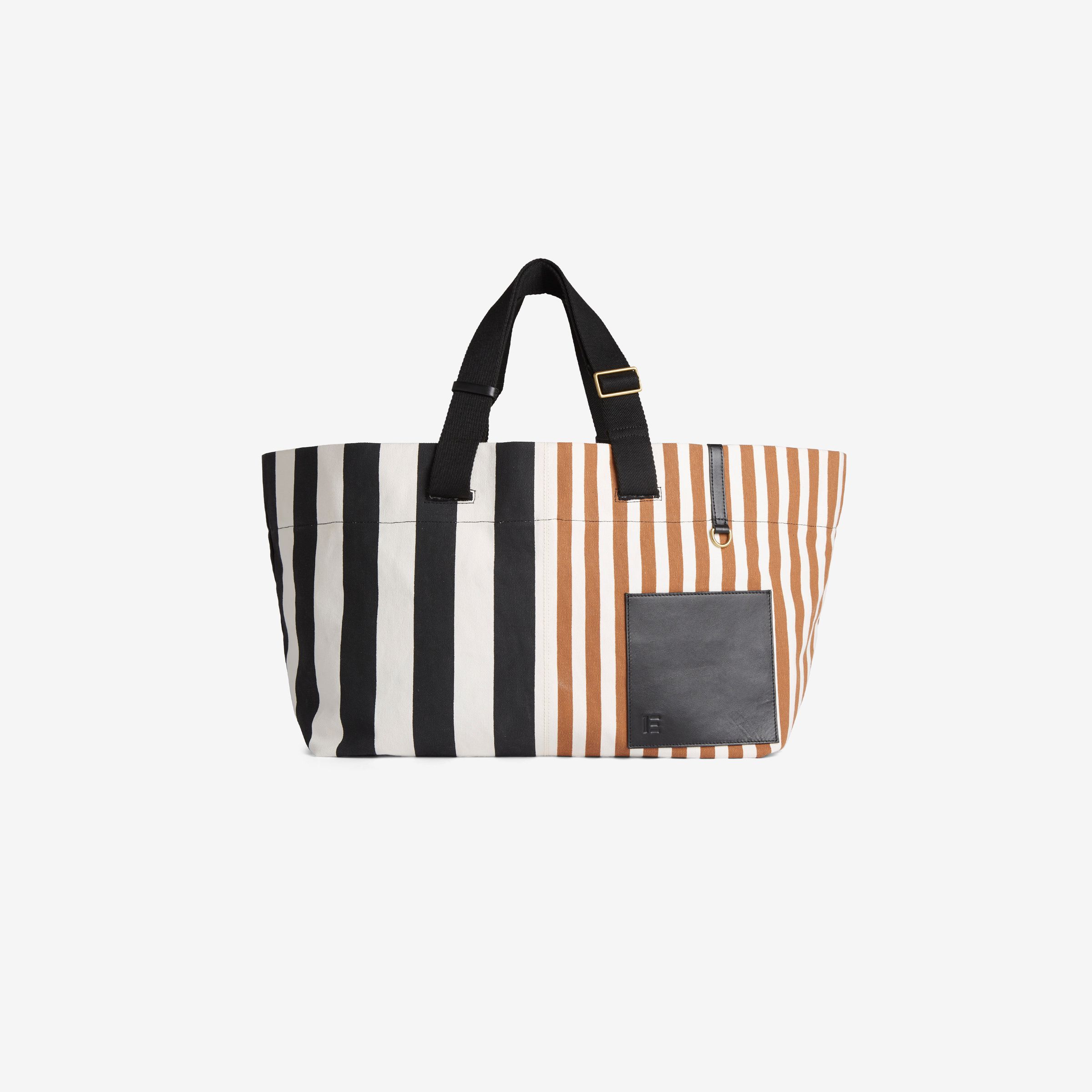 Carrier Strap Bag - Bicolor Stripes - Black