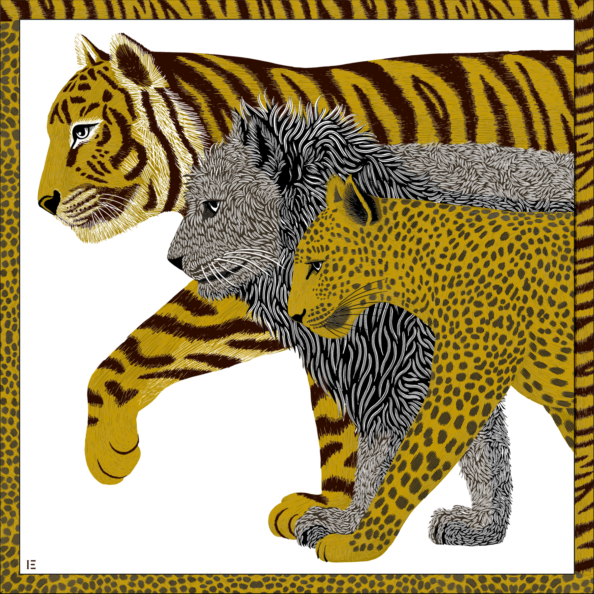 Square 130 - Cheetah - White