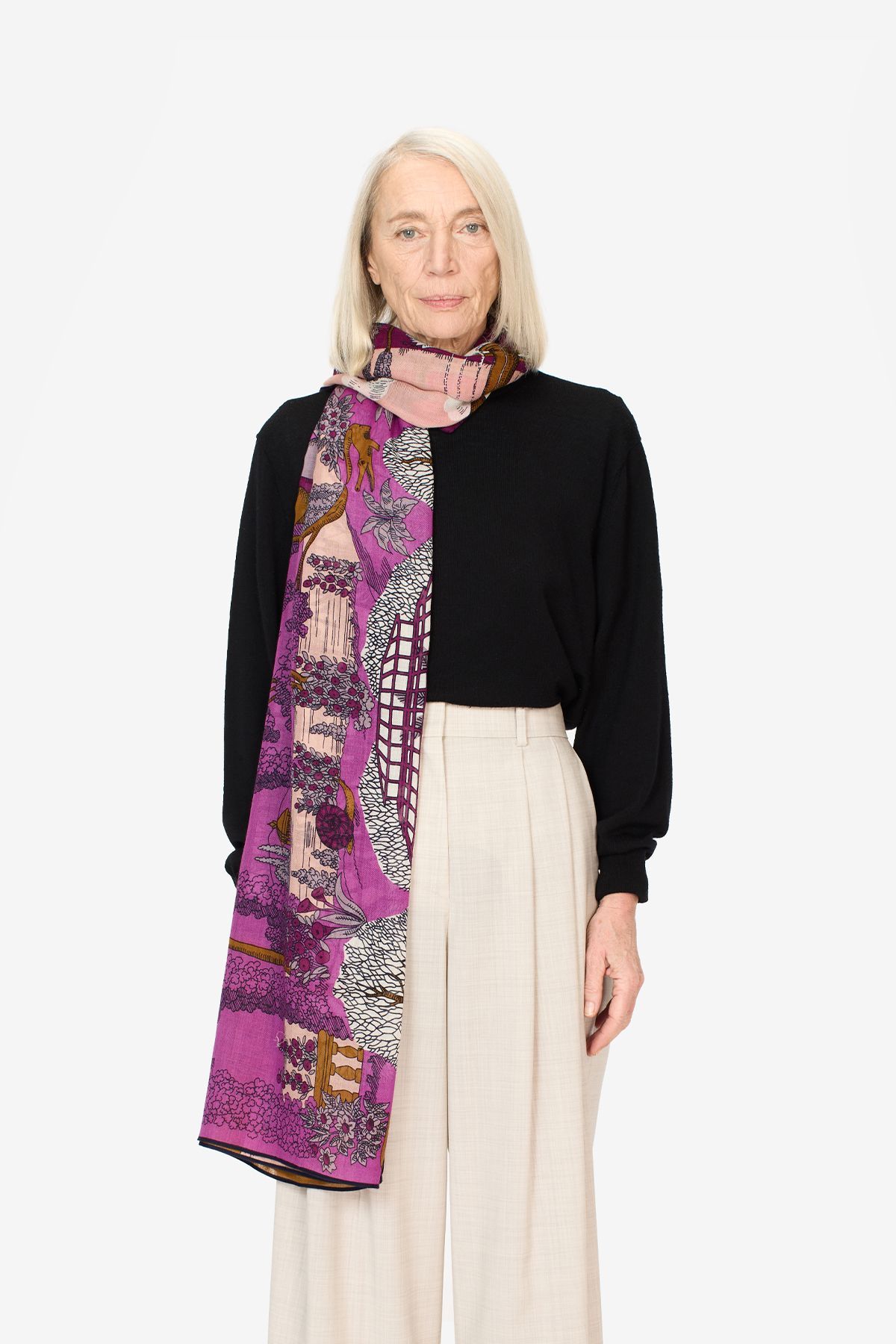 Écharpe Longue Fuschia Ganteb's 1.90 M - Polyester, Neuf Sans étiquette, Couleur Vibrante