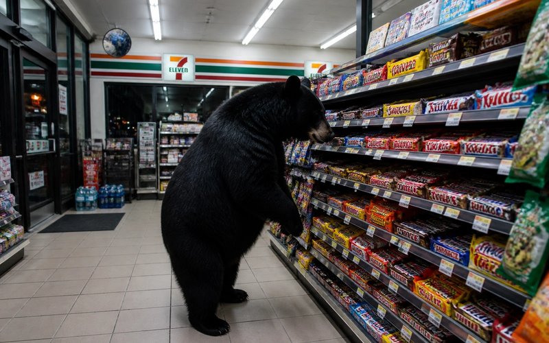 A Bear Wandered Into a Convenience Store—and Calmly Helped Itself to Candy