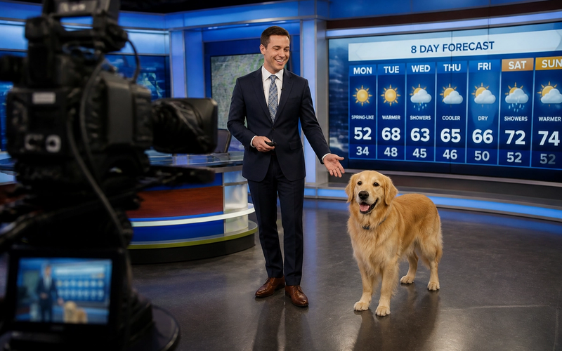 Dog Crashes Live Weather Forecast and Asks for Treats