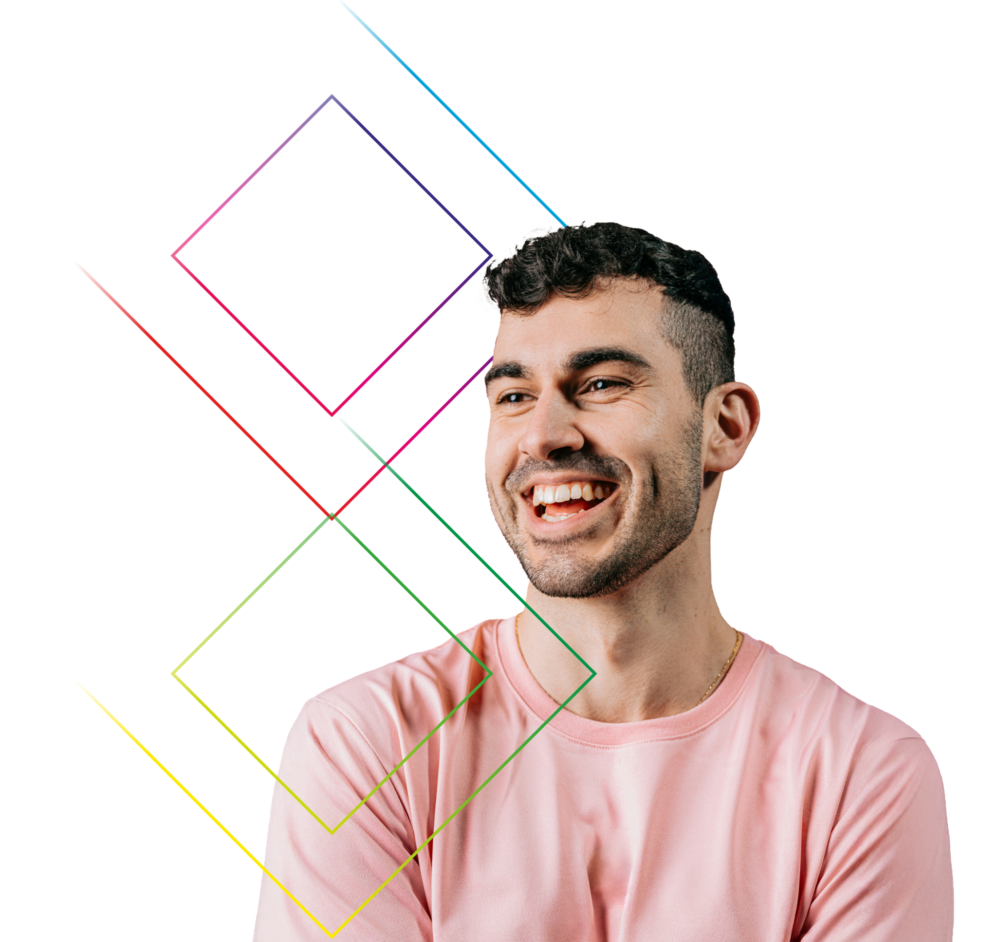 man with pink shirt