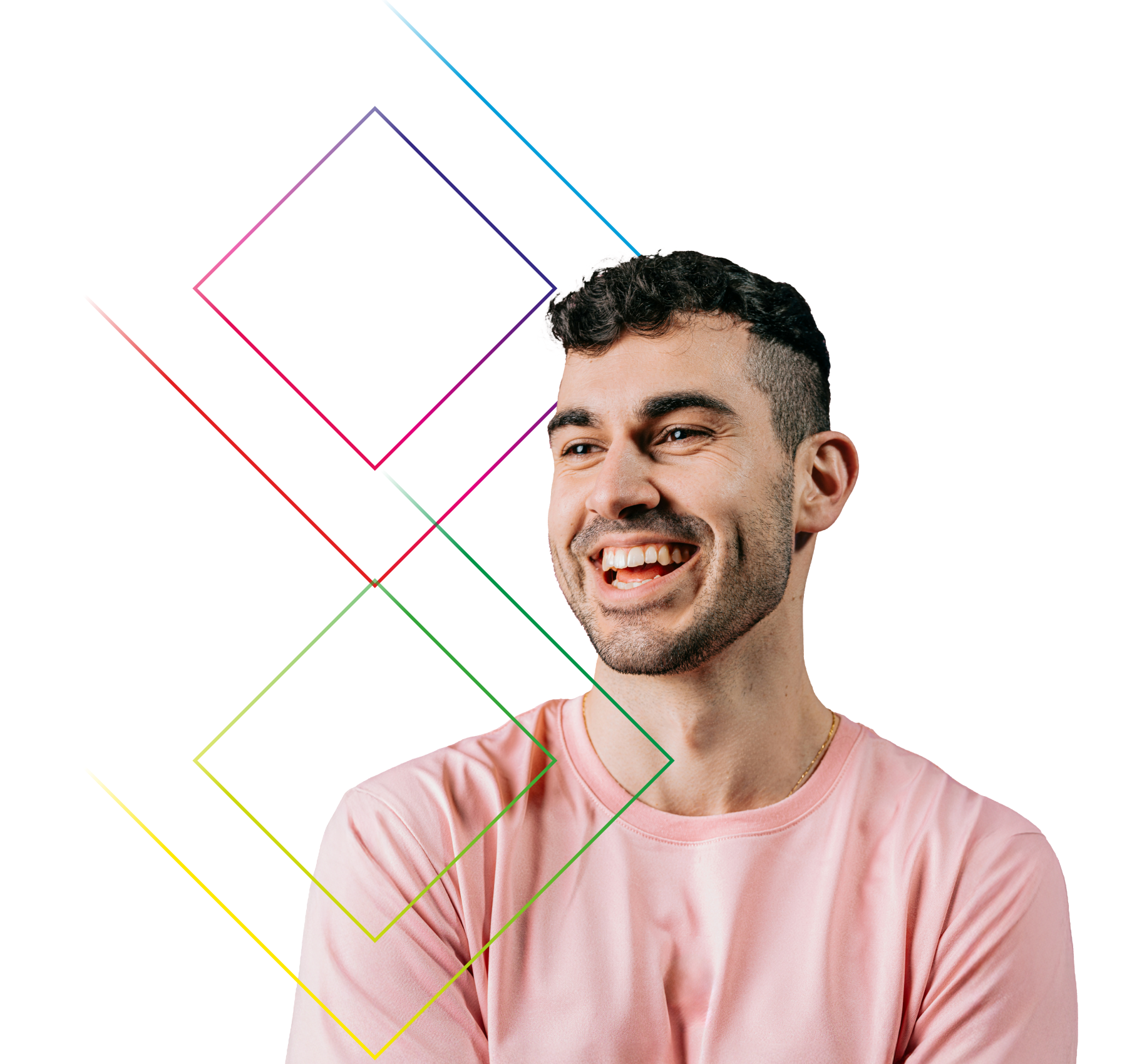 man with pink shirt