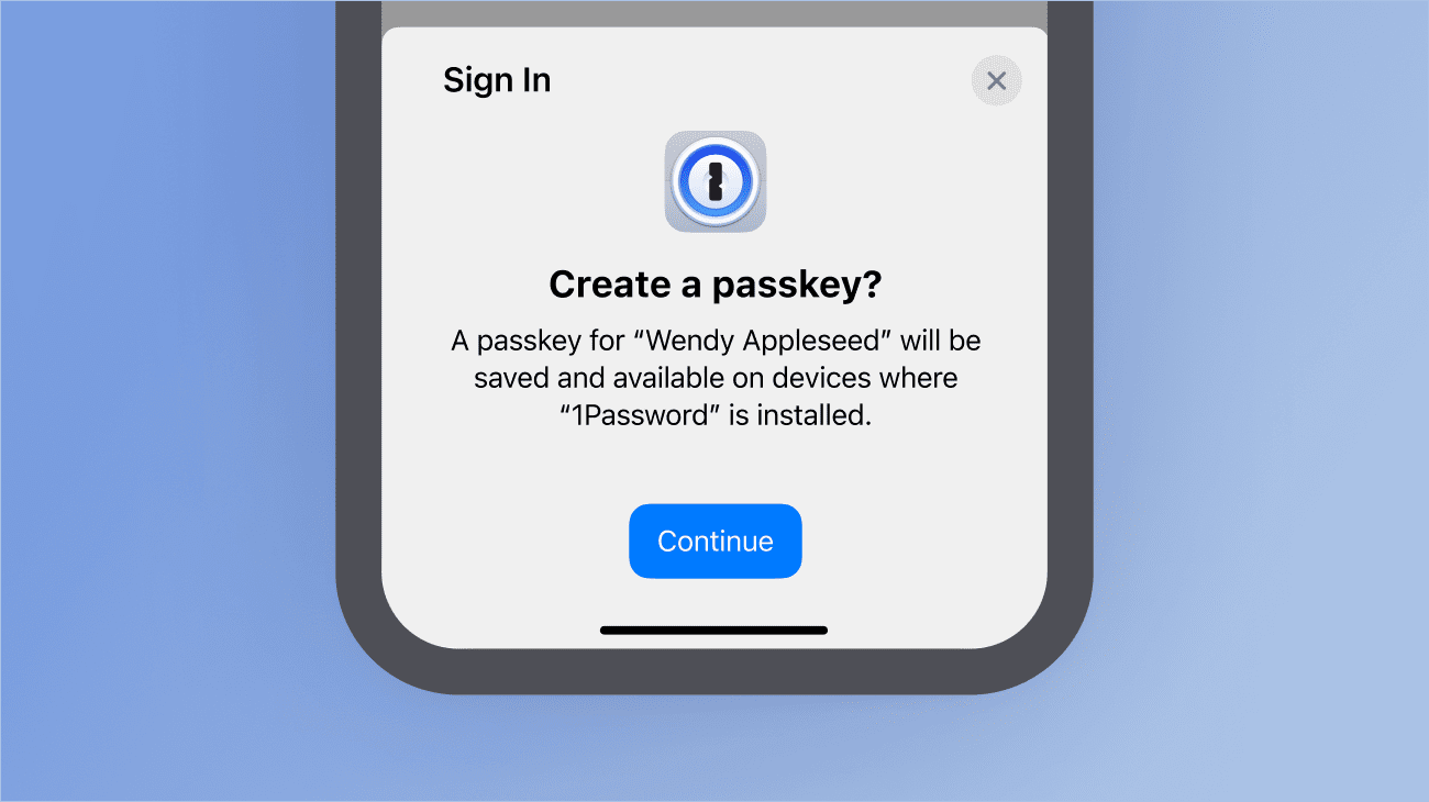 1Password passkeys