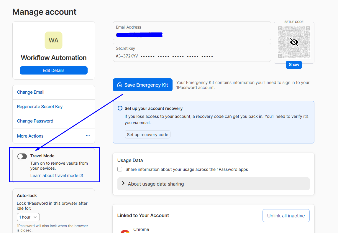 1Password travel mode