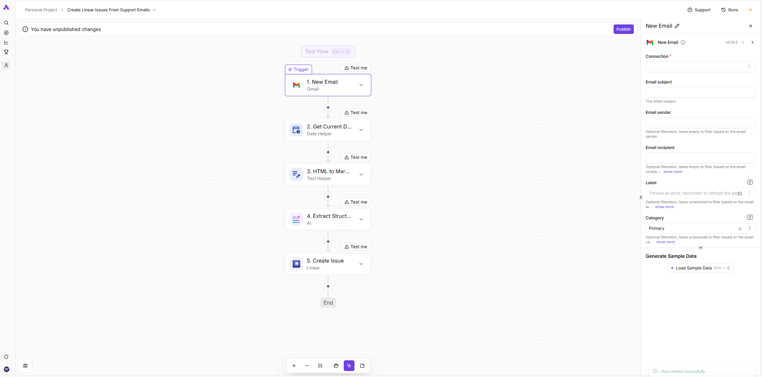 Activepieces flow builder