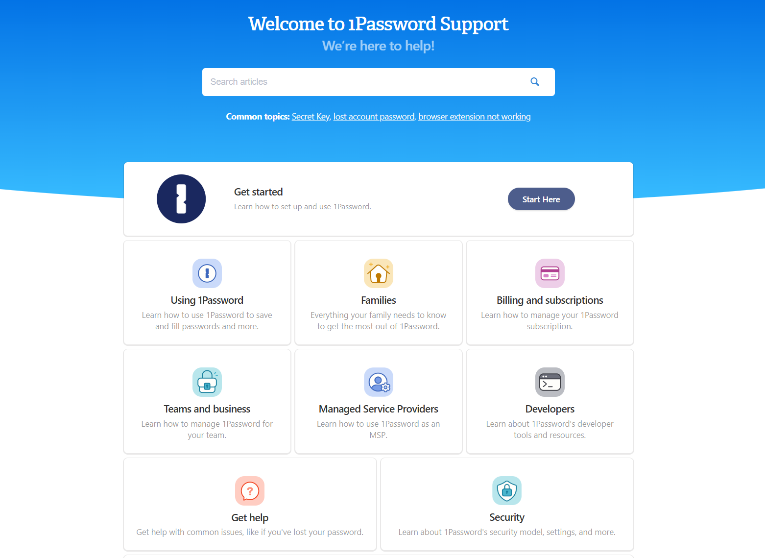1Password support channels
