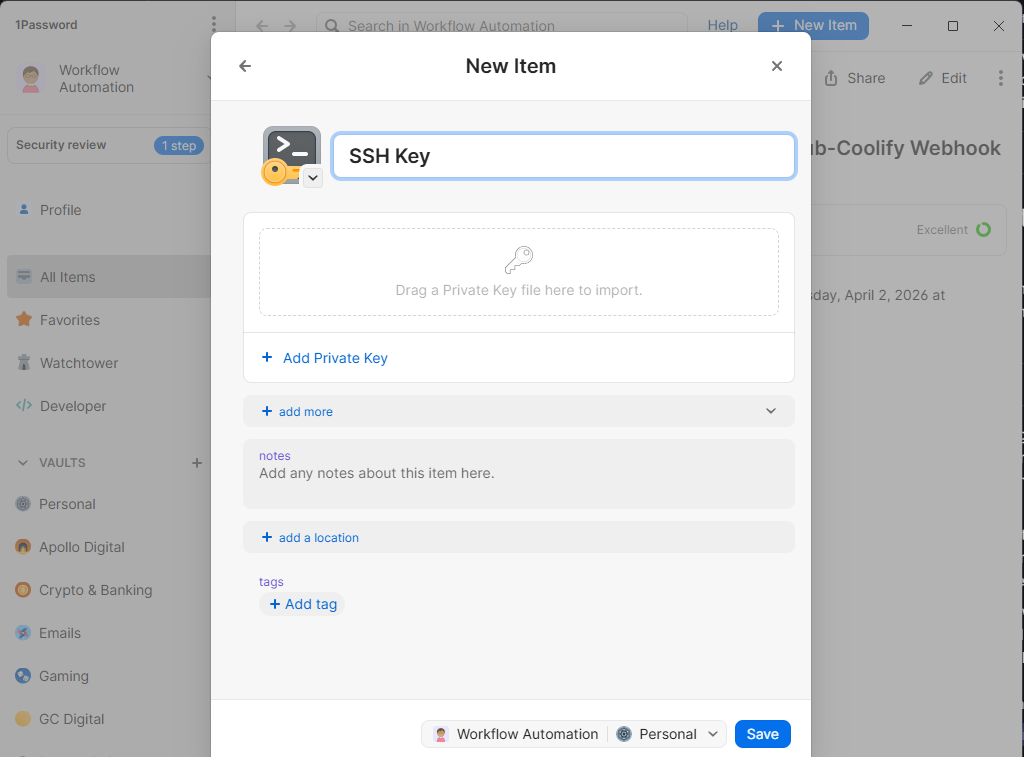 1Password ssh keys