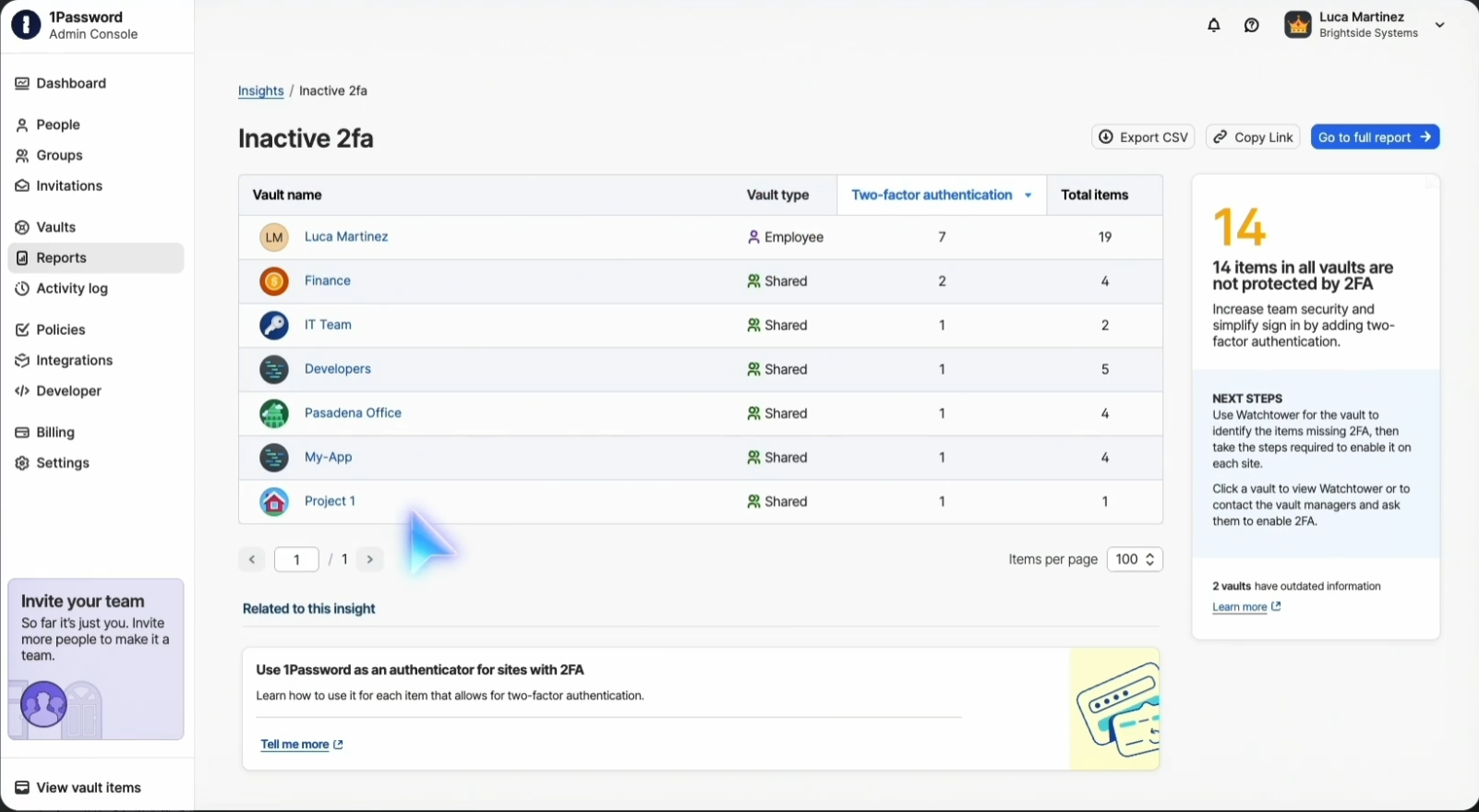 3. Enterprise 1Password 2FA