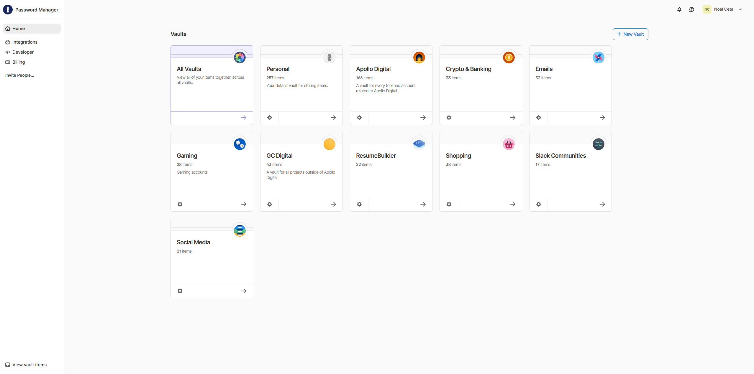 2. 1Password Dashboard