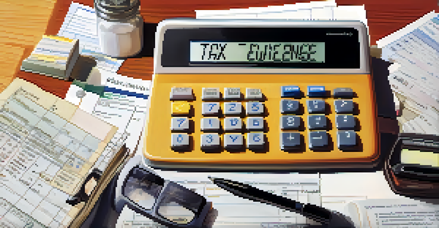 A neatly arranged desk with a calculator, tax forms, and a notepad, highlighting the details of tax preparation.