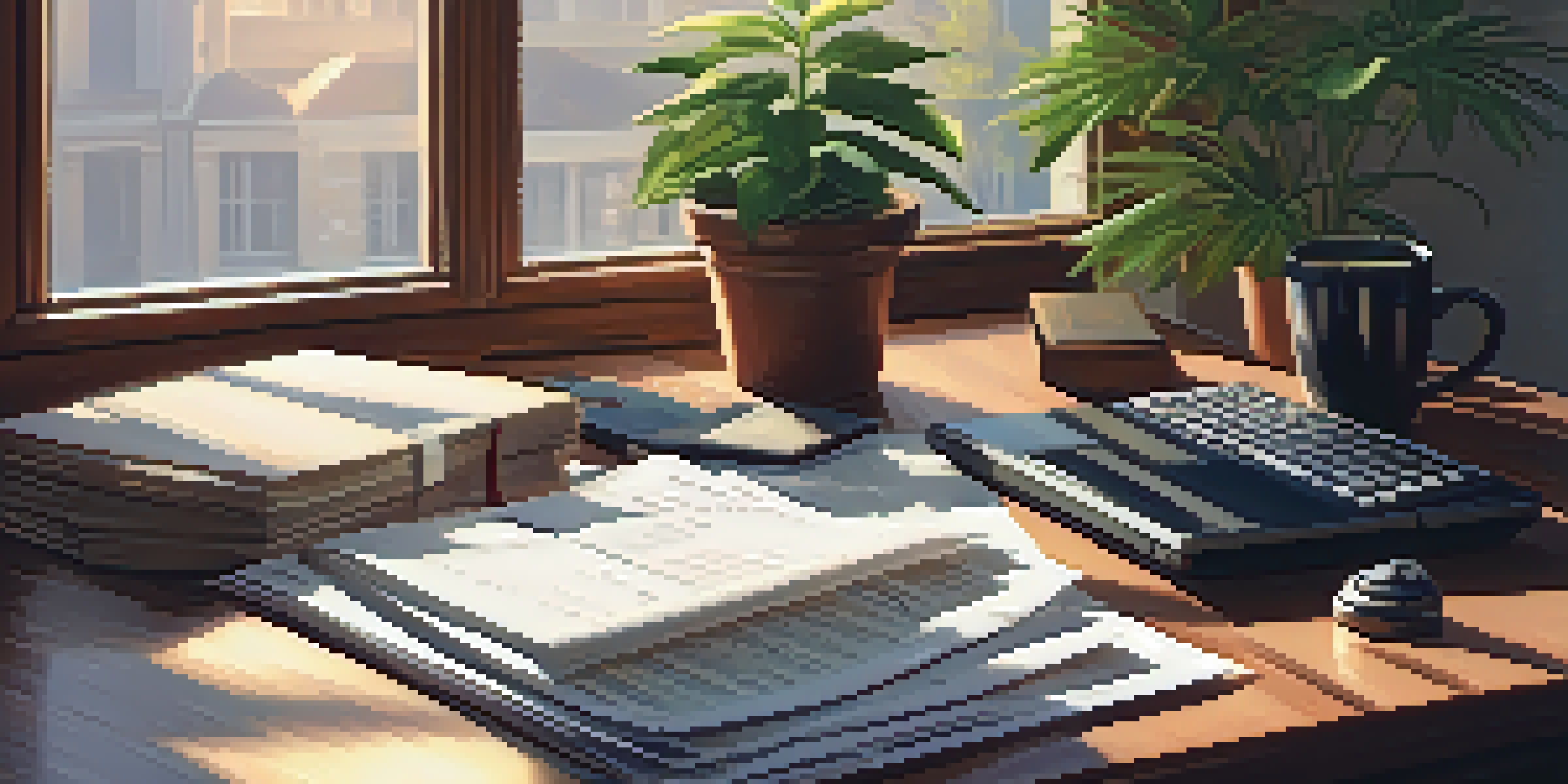 An office desk with documents, a pen, a laptop showing tax software, and a potted plant, illuminated by soft sunlight.