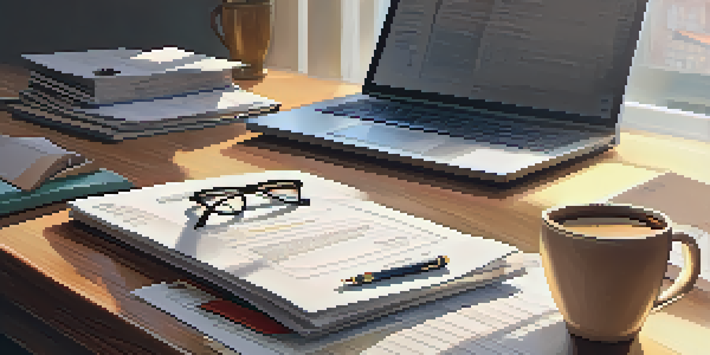 A neatly arranged desk with tax documents, a calculator, and a laptop, illuminated by soft natural light.