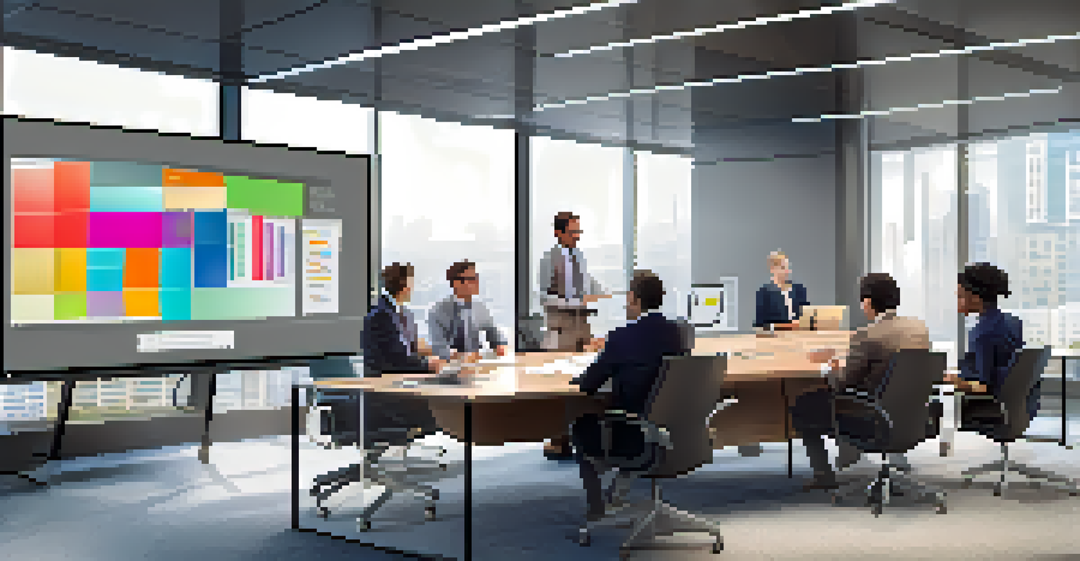 A modern office with diverse professionals engaged in a video conference discussing international tax policies, illuminated by natural light from large windows.