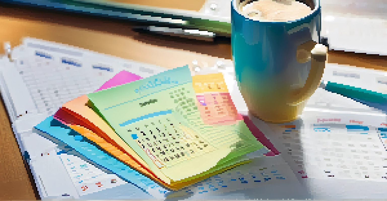 A close-up of a calendar with marked tax deadlines, a pen, and a coffee mug, set against financial paperwork.
