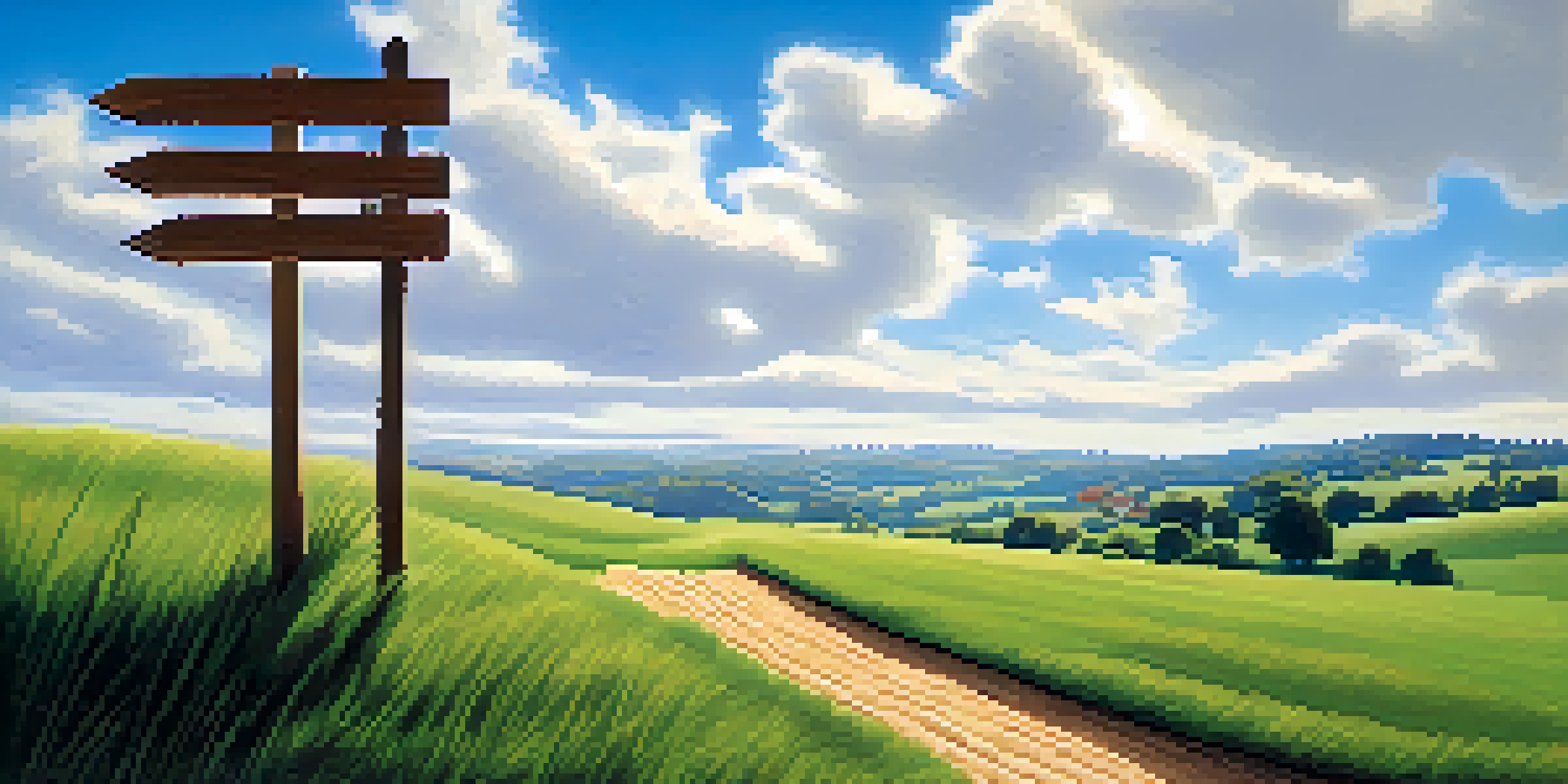 A tranquil landscape with a wooden signpost labeled 'Tax-Loss Harvesting' pointing towards healthy and unhealthy plants, representing investment gains and losses.