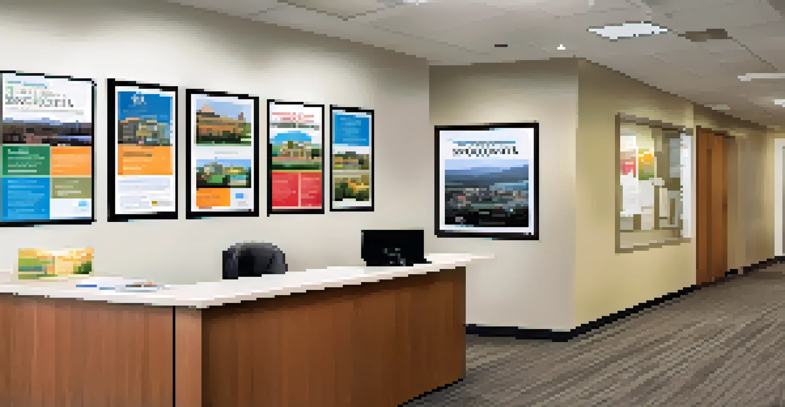 A local government office showcasing brochures about tax incentives and success stories of local businesses.