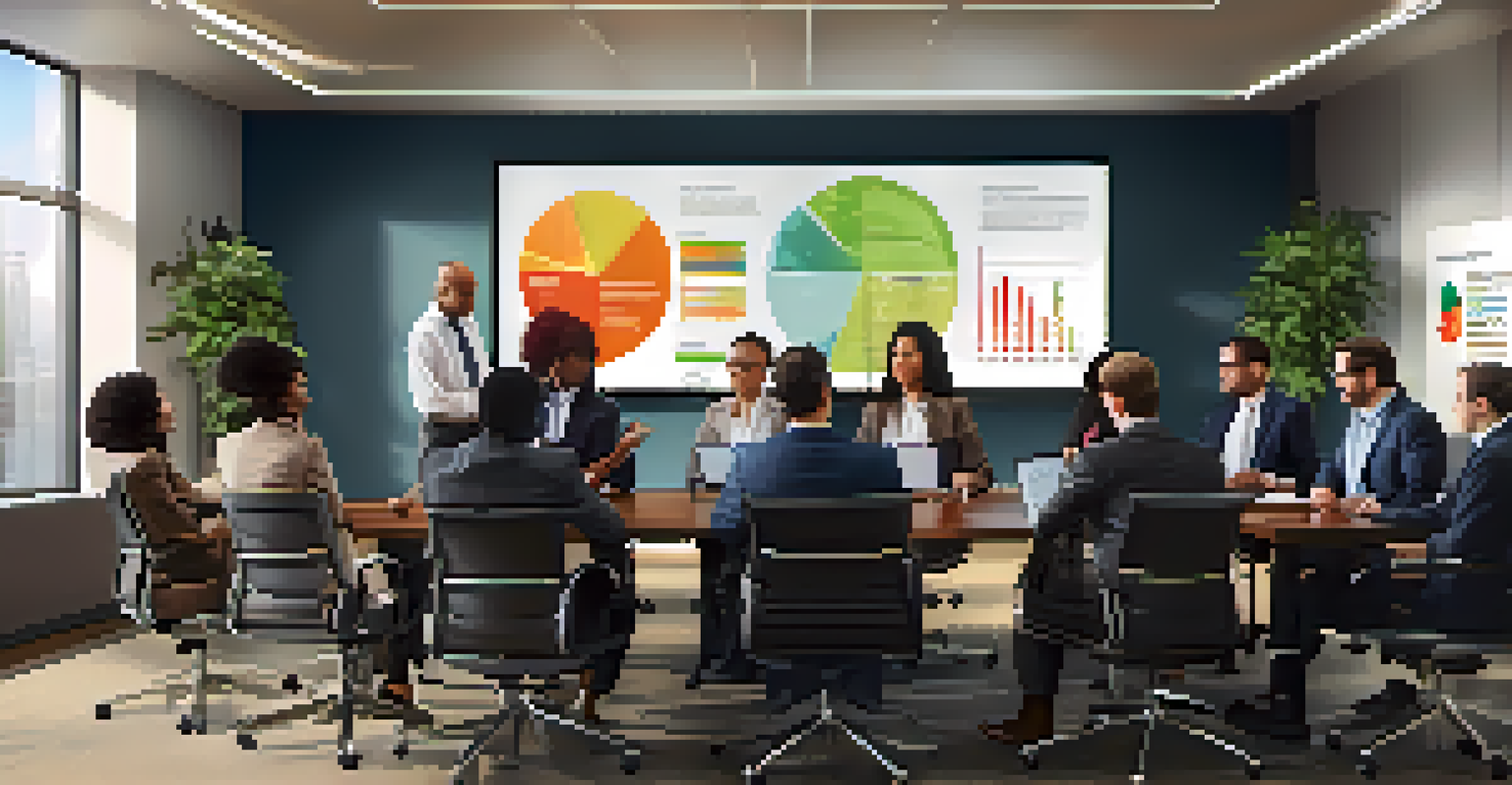 A group of diverse business professionals are discussing tax strategies in a modern conference room.