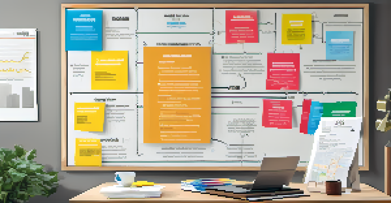 An infographic on a corkboard illustrating tax benefits for rental property investors, surrounded by a modern office environment.