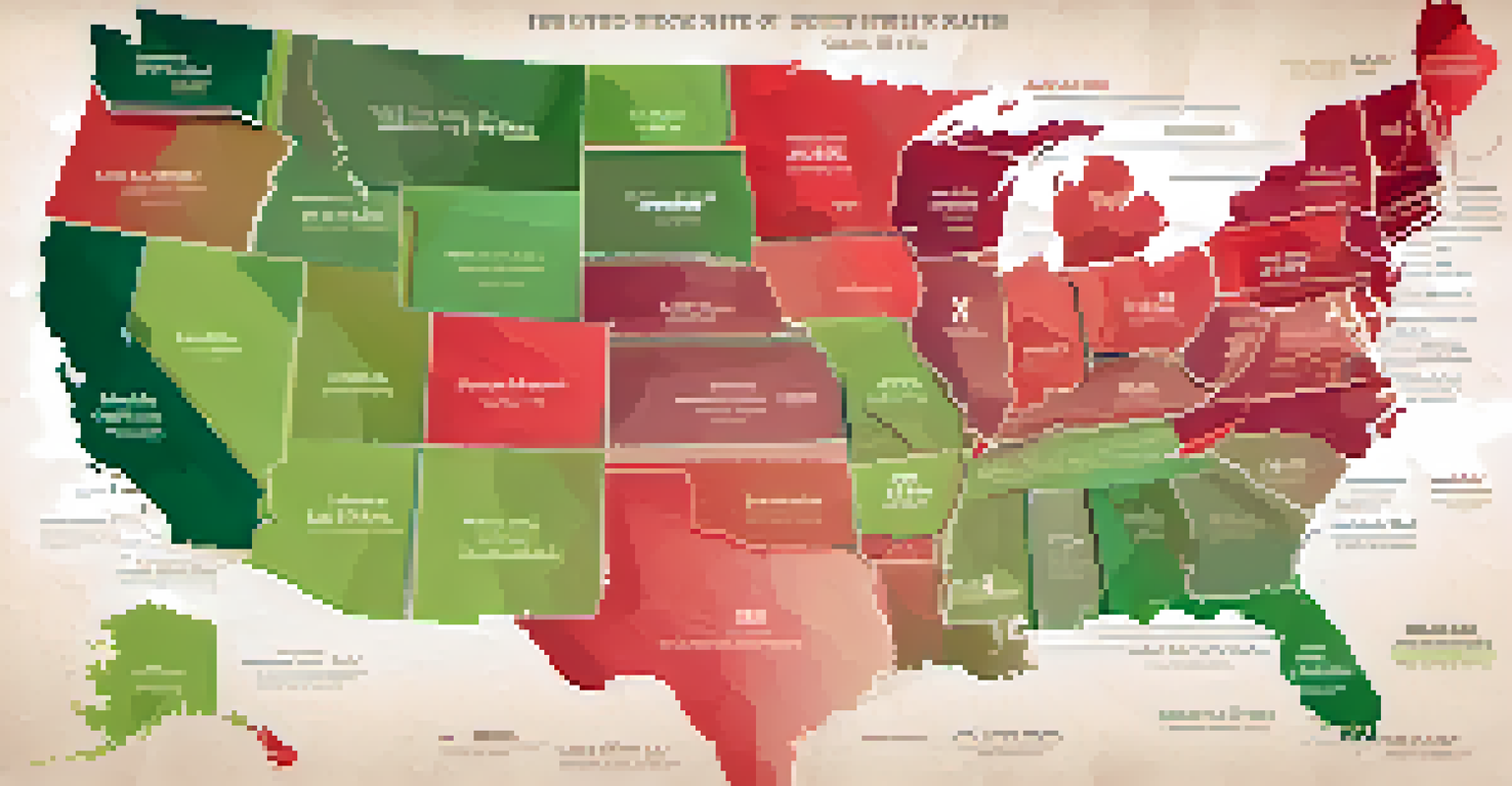 A map of the United States showing varying property tax rates by state.