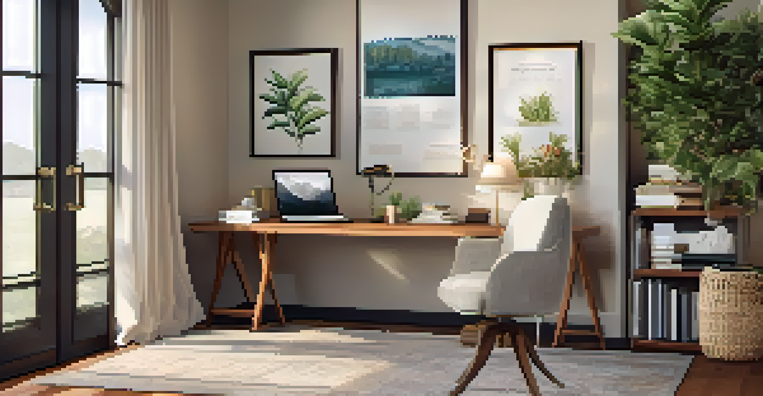 A cozy home office with a wooden desk, estate planning documents, and natural light coming through a window.
