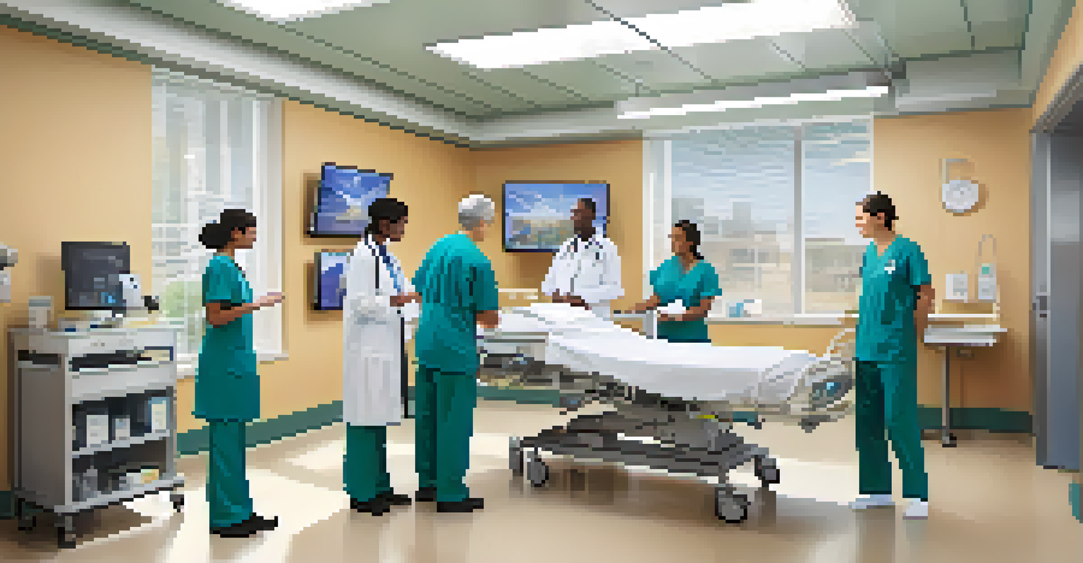 A healthcare setting with professionals caring for patients, emphasizing the role of tax revenue in healthcare services.