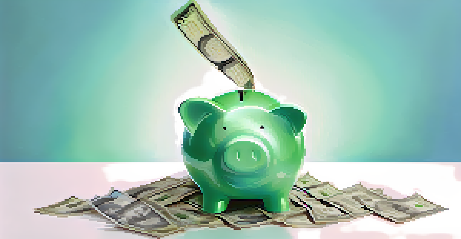 A piggy bank receiving money from a tax refund check against a gradient background.