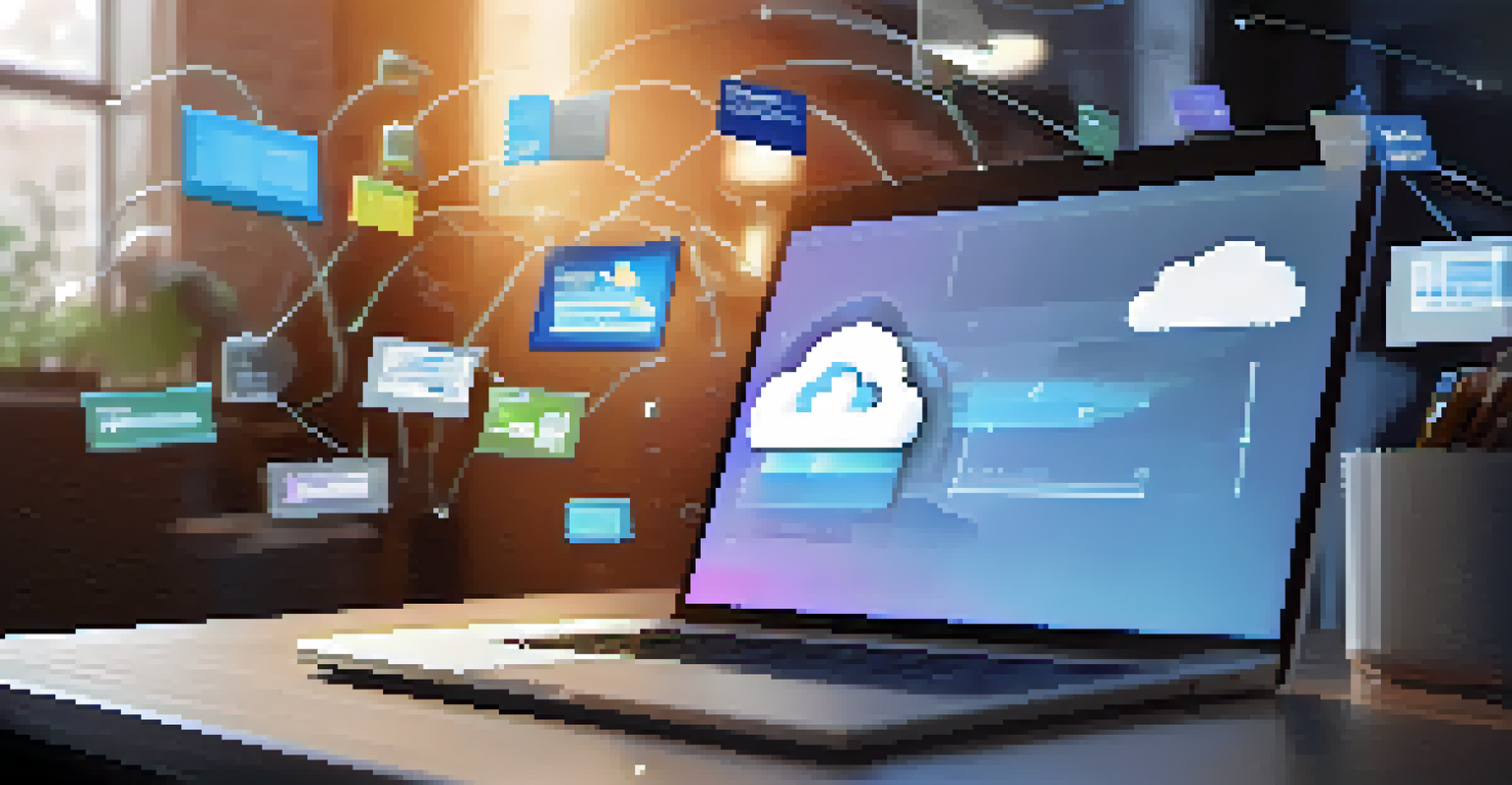 A computer screen displaying cloud storage with financial document icons.