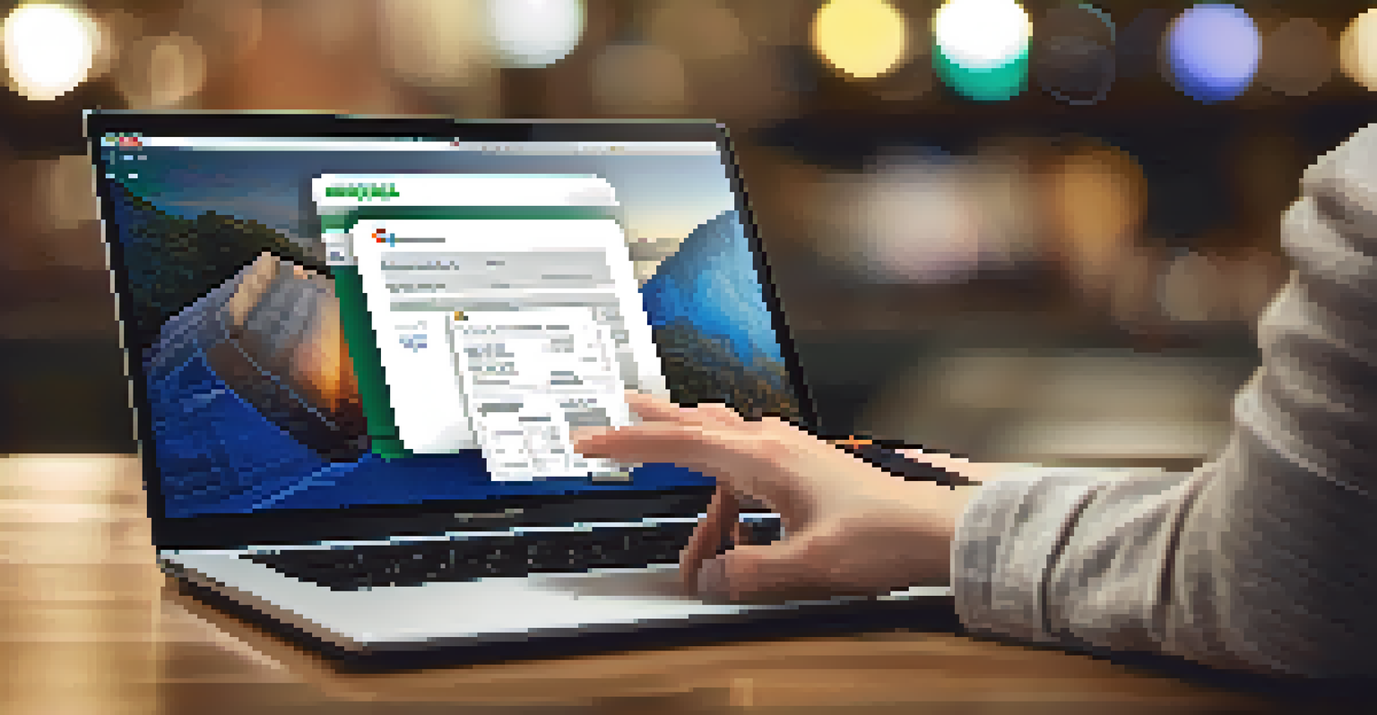 A close-up of hands typing on a laptop with a digital receipt visible on the screen.