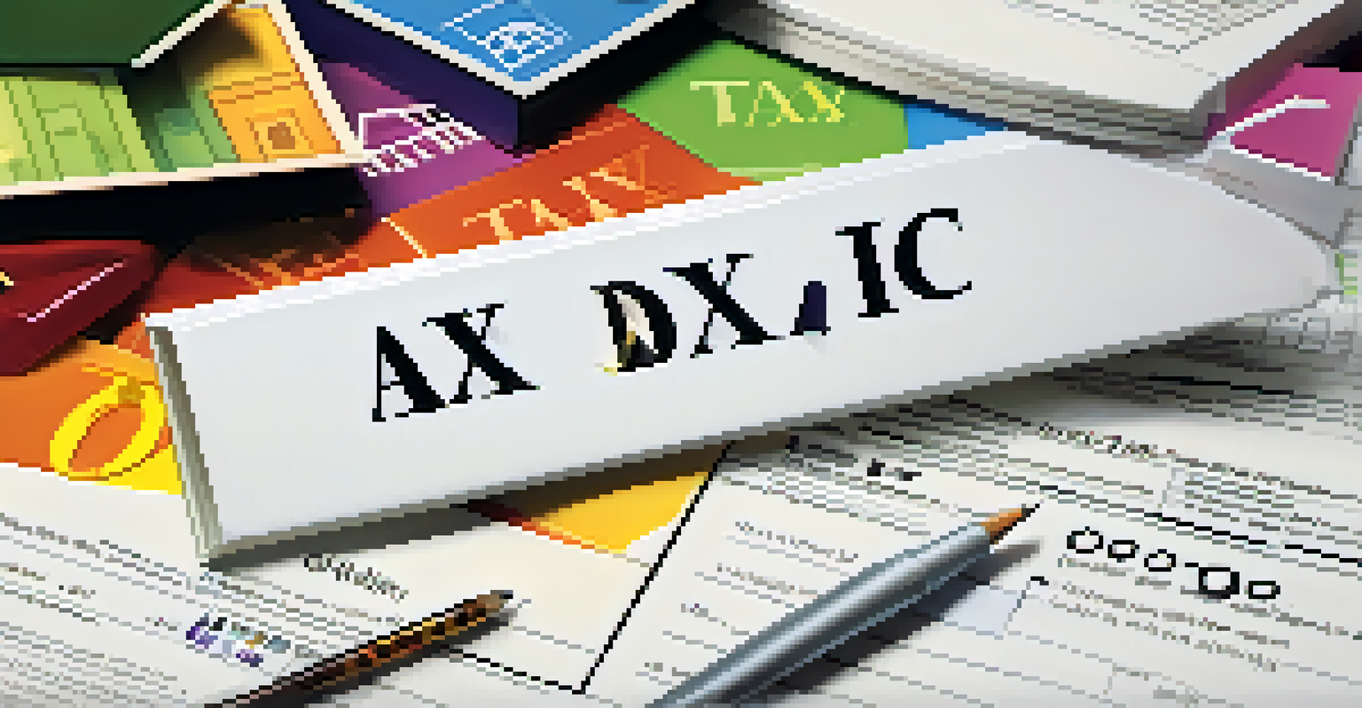 Illustration of tax deductions and credits with colorful icons.