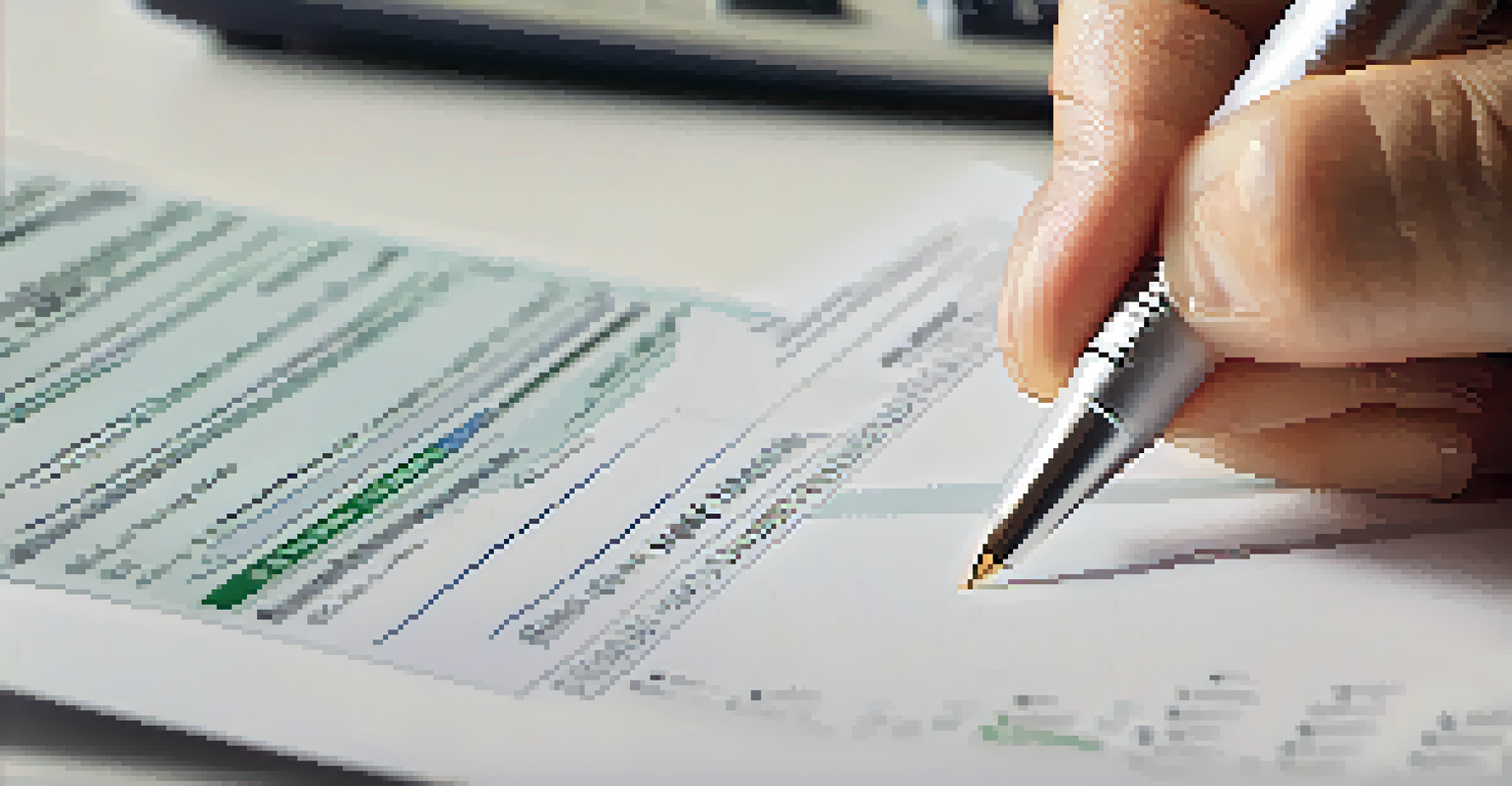 A close-up of a hand signing a tax payment plan, with a calculator and notebook in the blurred background.