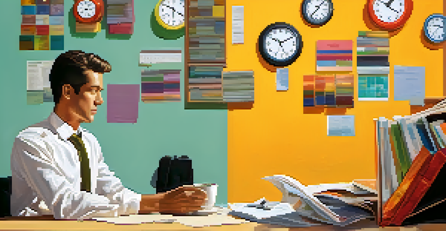 A split scene of a relaxed individual at a desk and a ticking clock representing tax deadlines.